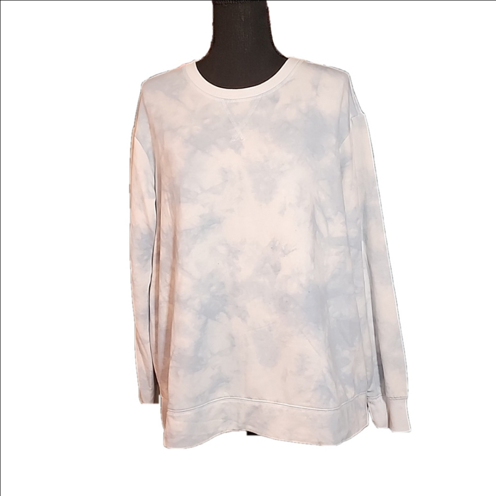 Stars Above Blue And White  Tie Dye Crewneck Long Sleeve Sweatshirt Womens XXL